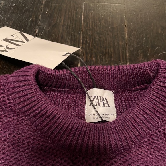 NWT New w/ Tag Men's Burgundy Maroon Zara Ribbed Crewneck Long Sleeve Sweater - Picture 3 of 8